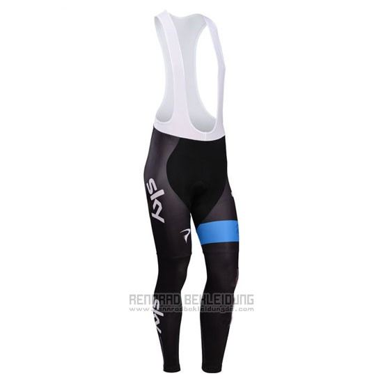 2014 Fahrradbekleidung Sky Champion Regno Unito Wei Trikot Langarm und Tragerhose